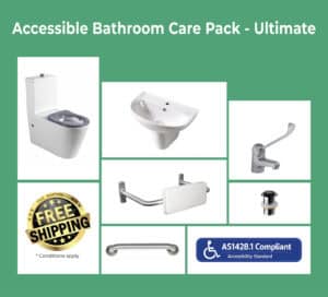 Accessible Bathroom Care Pack Ultimate with premium back-to-wall toilet and accessibility grab rails