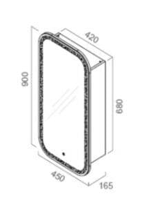 Innovative mirror with integrated lighting and sleek design, perfect for bathroom or vanity areas, dimensions 900mm x 420mm x 165mm, ideal for modern home decor.