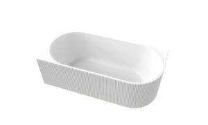 PIAZA Corner Left Hand Free Standing Bath Tub 1485mm - Gloss White