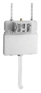 High-efficiency wall-mounted toilet flushing system with concealed cistern for modern bathroom renovations. Ideal for builders and DIY projects.