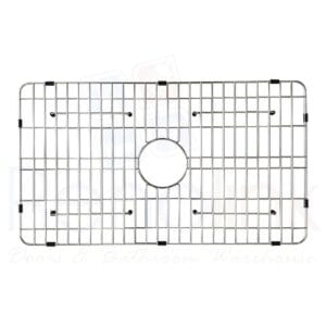Stainless steel dish drying rack with a central circular cutout, ideal for kitchen organization and drying dishes efficiently. Durable wire design perfect for home or professional kitchens.
