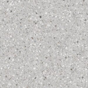 Gray terrazzo flooring with embedded stone chips for durable, stylish home or commercial spaces.