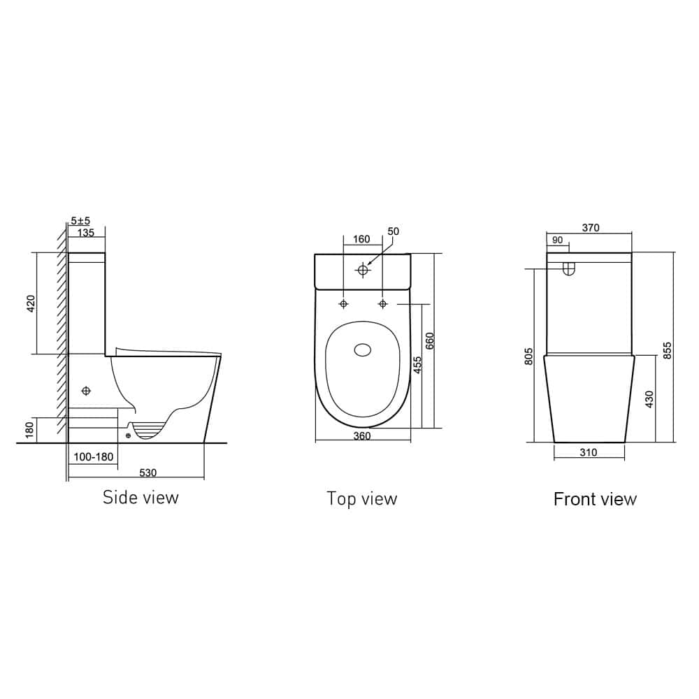 Milan Toilet Suite dimensions drawing