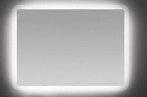 LED illuminated mirror for bathroom vanity, modern interior decor, sleek reflective surface, energy-efficient lighting, suitable for home renovation projects.