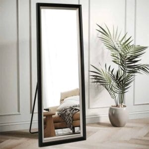 Rectangular Full Length Mirror 80cm x 180cm Black PS Frame Floor Standing Dressing Bedroom Mirror Modern Style