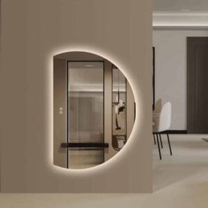 Left Cut Moon LED Mirror 91cm x 130cm Frameless Backlit Wall Mirror