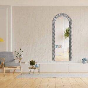 Diamond Water Drop Arch Wall Mirror 150cm x 60cm Silver Acrylic Frame