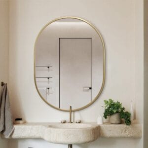 Rose Gold Framed Oval Mirror Classic Decorative 60cm x 80cm Wall Mirror for Bedrooms, Bathrooms & Entryways