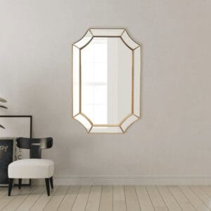 Besty Irregular Wall Mirror 60cm x 90cm Gold Solid Wood Decorative Accent