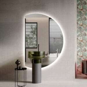Left Cut Moon LED Mirror 77cm x 110cm Frameless Backlit Wall Mirror