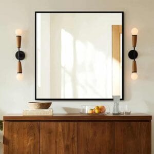 Black Framed Wall Mirror 100cm x 100cm Modern Decorative Square Mirror