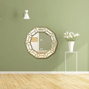 Besty Luxury Round Wall Mirror 80cm x 80cm Gold Decorative Frame