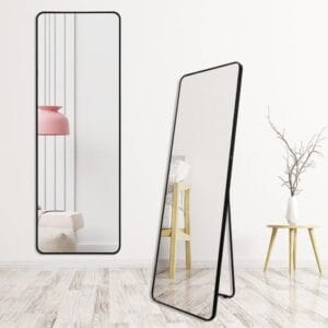 Full Length Freestanding Mirror 70cm x 170cm Black Rounded Edge Dressing Mirror