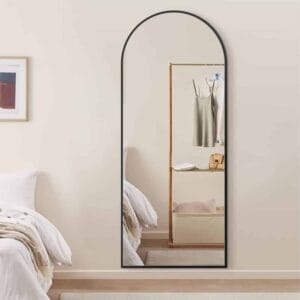 Black Arched Full Length Mirror 70cm x 170cm Minimalist Floor Mirror with Aluminium Frame
