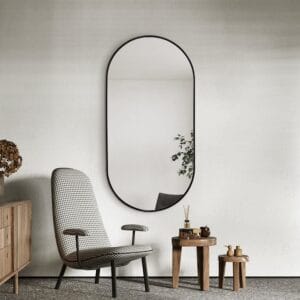 Oval Classic Wall Mirror 60cm x 120cm Black Aluminium Alloy Frame