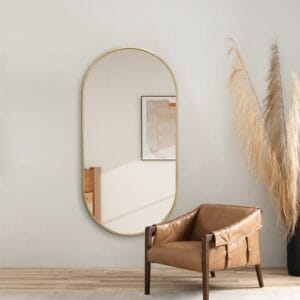 Gold Framed Oval Mirror Classic Decorative 60cm x 120cm Wall Mirror for Bedrooms, Bathrooms & Entryways