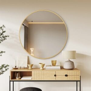 Rose Gold Framed Classic Round 80cm Decorative Wall Mirror for Living Rooms Bedrooms Bathrooms