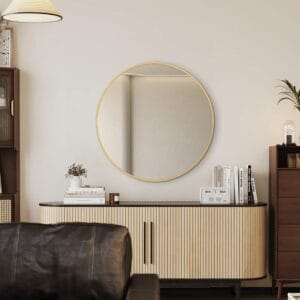 Rose Gold Framed Classic Round 60cm Decorative Wall Mirror for Living Rooms Bedrooms Bathrooms