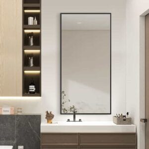 Black Framed Rectangular Wall Mirror Modern 60cm x 120cm Full-Length Mirror for Bedrooms Bathrooms Entryways
