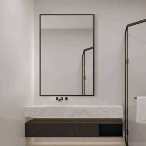 Black Framed Rectangular Wall Mirror Modern 60cm x 90cm Full-Length Mirror for Bedrooms Bathrooms Entryways