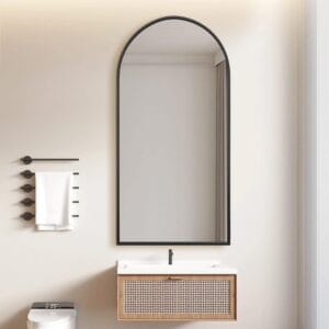 Arched Wall Mirror Black Aluminium Alloy Frame 70cm x 140cm Modern Full Body