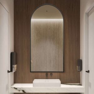 Arched Wall Mirror Black Aluminium Alloy Frame 50cm x 100cm Modern Full Body