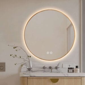 Round LED Mirror 60cm Gold Framed Backlit Defogger Dimmable