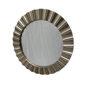 Round Modern Egypt Mirror 65cm Silver Wall Mount PU Frame Vintage Style