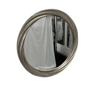 Luxury Antique Overlapping Round Mirror 80cm Silver French Style PU Frame Wall Décor