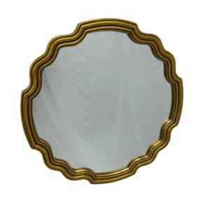 Wavy Sunburst Vintage Mirror 80cm Gold Round Wall Mount PU Frame