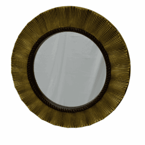 Round Cleopatra Sunburst Mirror 65cm Gold Wall Mount Antique PU Frame