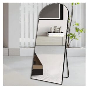 Black Arched Full Length Mirror 80cm x 180cm Minimalist Floor Mirror with Aluminium Frame