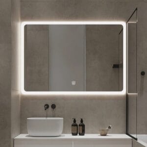 Rectangular LED Mirror 130cm x 80cm Frameless Frosted Wall Mounted Bathroom Defogger Dimmable Touch Sensor