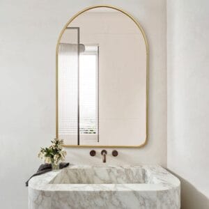 Arched Wall Mirror 80cm x 100cm Gold Aluminium Frame Modern Decorative