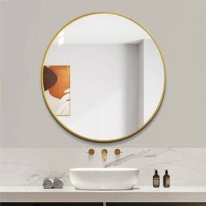 Modern Round Wall Mirror 100cm Rose Gold Aluminium Frame
