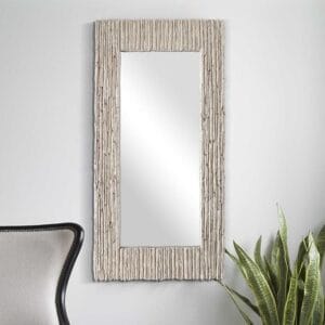 Contemporary Rectangular Wall Mirror 130cm x 64cm Grey Foam PU Frame