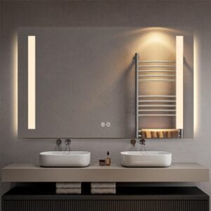 Rectangular Double-Sided Frosted Frontlit LED Mirror 60cm x 80cm Frameless Wall Mounted