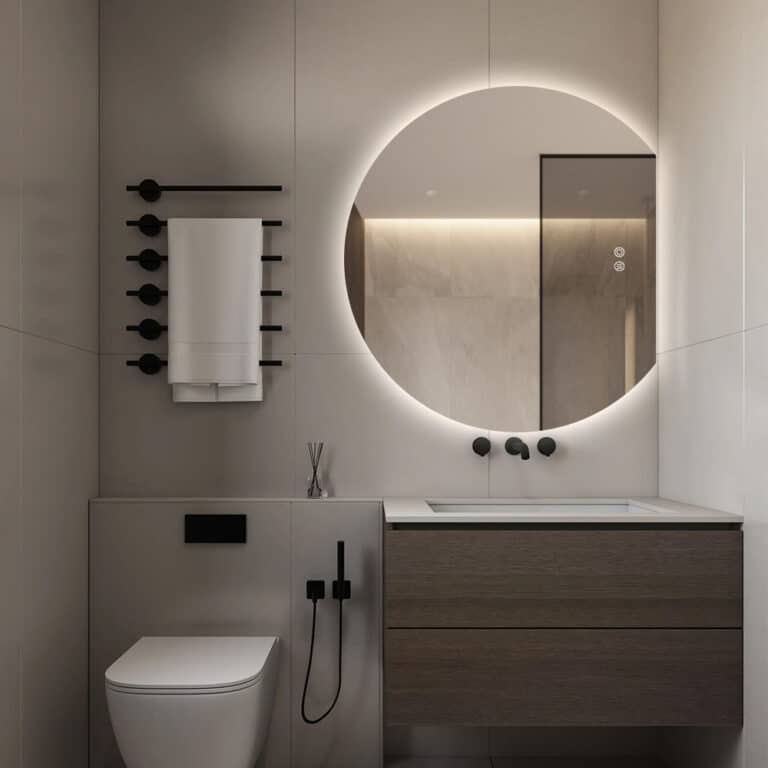 Stunning frameless bathroom mirrors in a modern bathroom setting