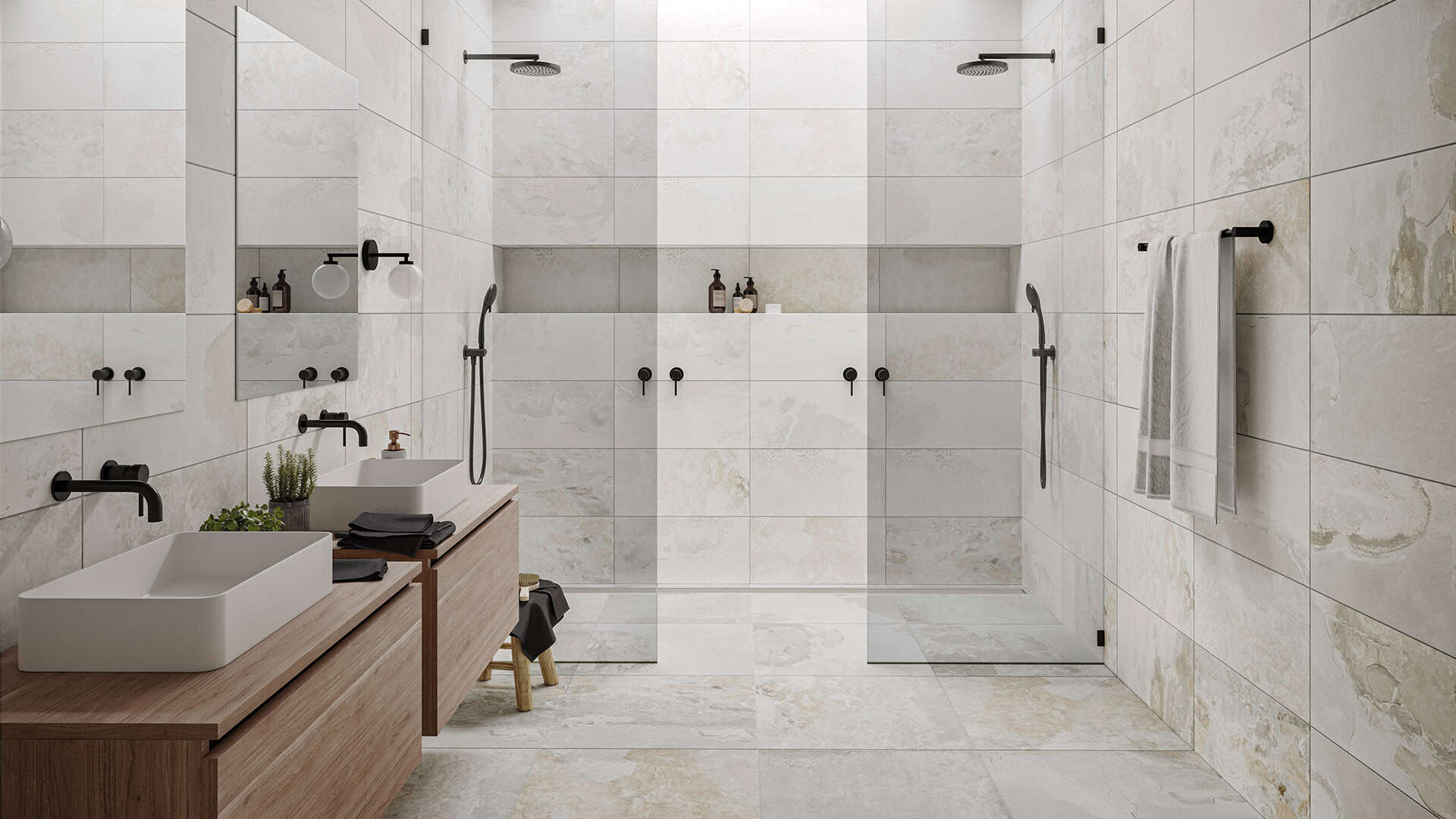 Walk in showers design ideas in a modern Australian luxury bathroom