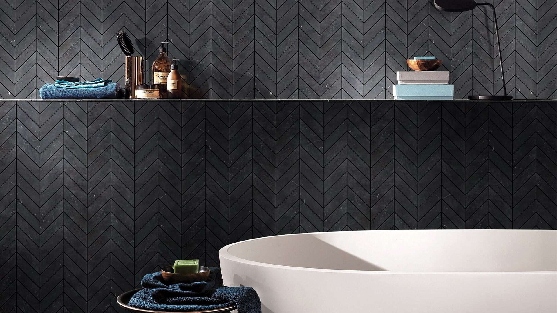 Feature tiled wall ideas showcased in a luxury Australian bathroom