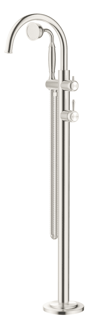 Mica Heritage Freestanding Bath Mixer with Hand Shower - Brushed Nickel