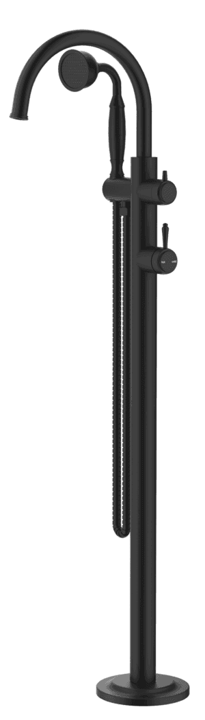 Mica Heritage Freestanding Bath Mixer with Hand Shower - Black