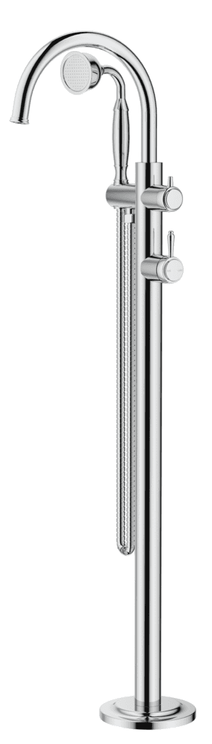 Mica Heritage Freestanding Bath Mixer with Hand Shower - Chrome