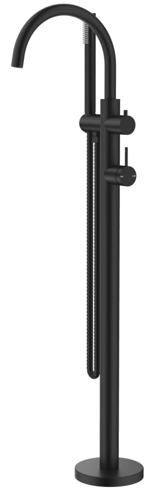 Mica Freestanding Bath Mixer with Hand Shower - Black