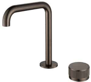 Mica Fluted Soft-Square Hob Basin Mixer Set - Dusk Bronze
