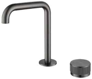Mica Fluted Soft-Square Hob Basin Mixer Set - Gunmetal