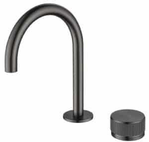 Mica Fluted Gooseneck Hob Basin Mixer Set - Gunmetal