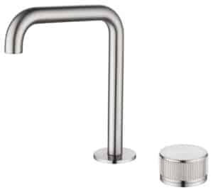 Mica Fluted Soft-Square Hob Basin Mixer Set - Brushed Nickel