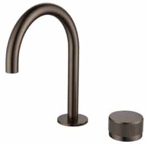 Mica Fluted Gooseneck Hob Basin Mixer Set - Dusk Bronze