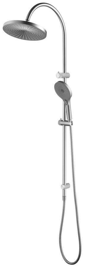 Mica Fluted Gooseneck Dual Shower Rail - Brushed Nickel